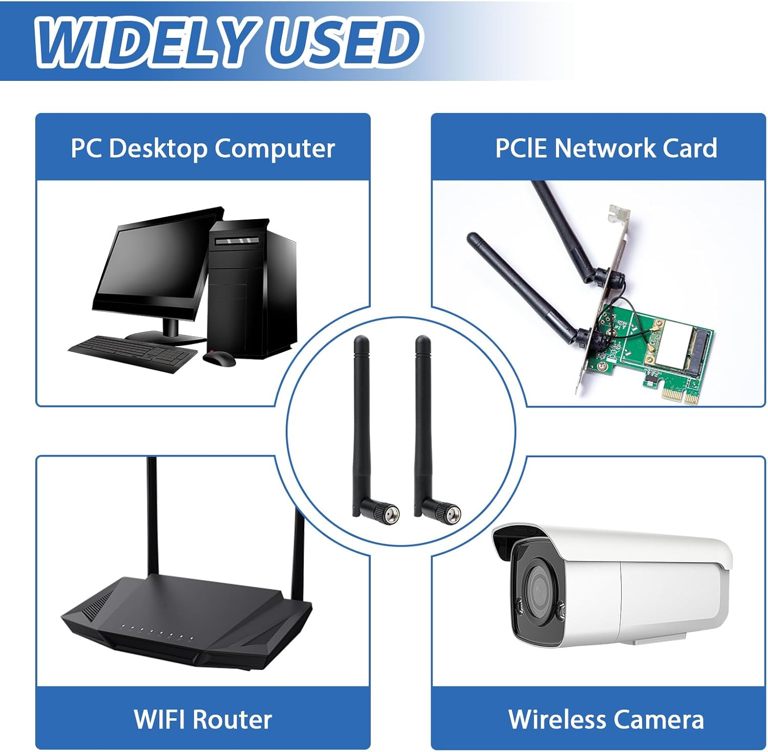 100X RP-SMA Antenna for WiFi 2.4GHz 5Ghz Wireless Router or Card Female Pin LOT