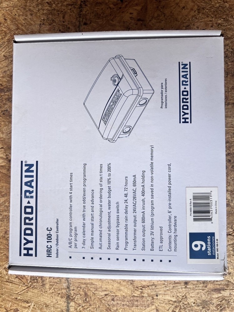 Hydro-Rain Indoor Outdoor Irrigation Controller & Timer 9 Stations HRC-100C