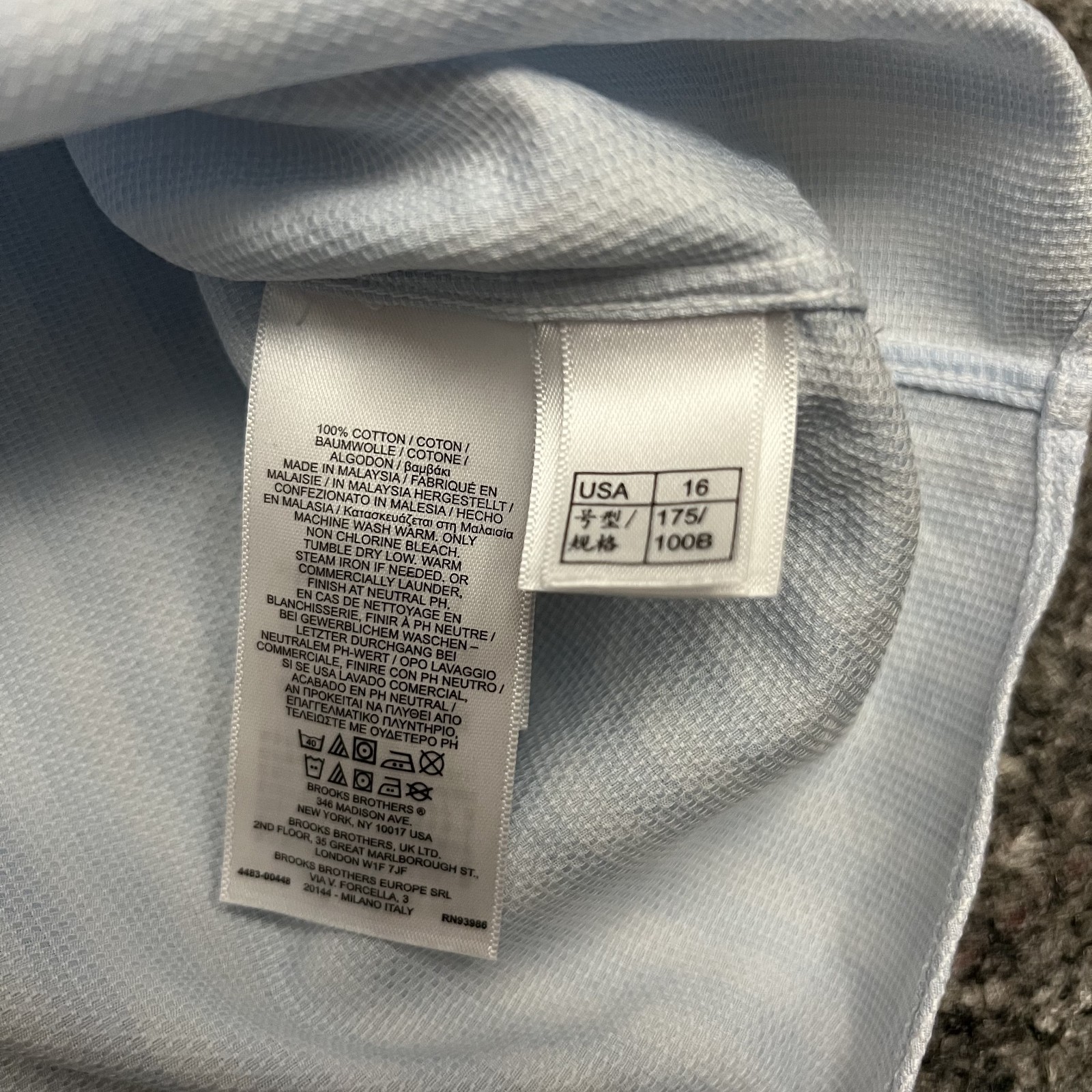 Brooks Brothers Thomas Mason Regent Fit Honeycomb Shirt Men’s 16 35