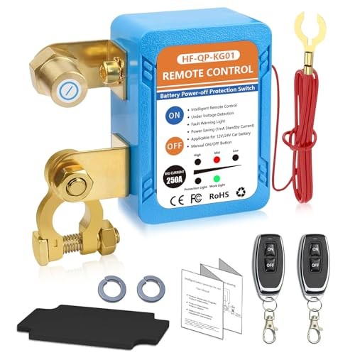 250A Kill Switch for Car, 12V/24V Remote Battery Disconnect Switch Automatic
