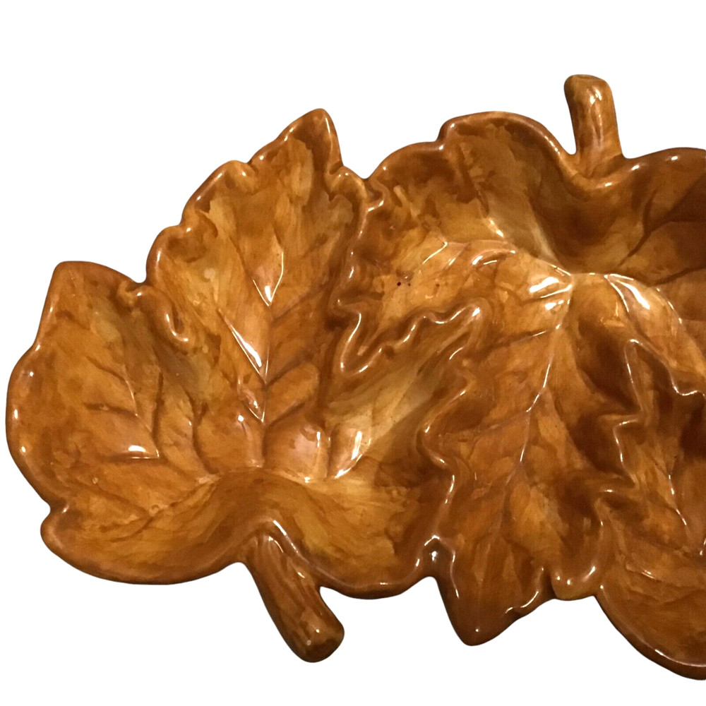 Harvest Collection 3 Section Leaf Serving Divided Serving Dish Fall Baum Bros
