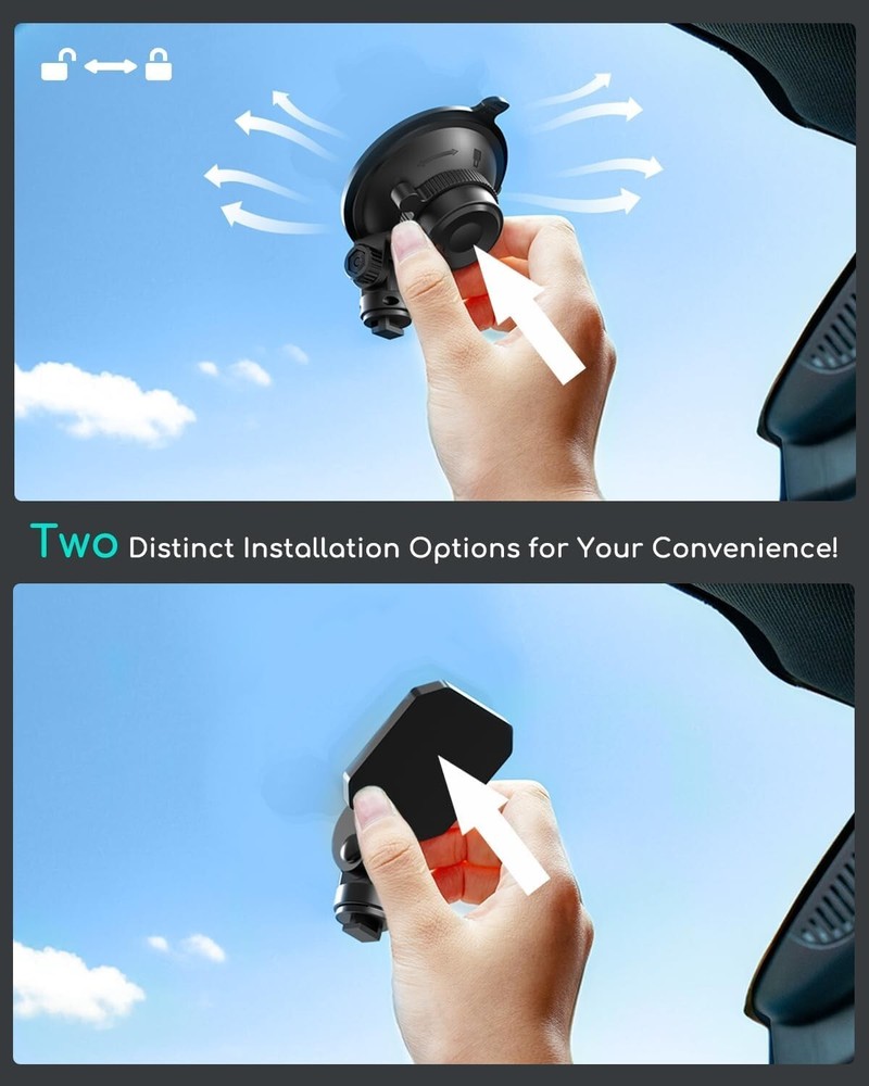 COOAU Car Dash Cam Mounting Bracket, Adjustable Windshield Mount for Dash Camera