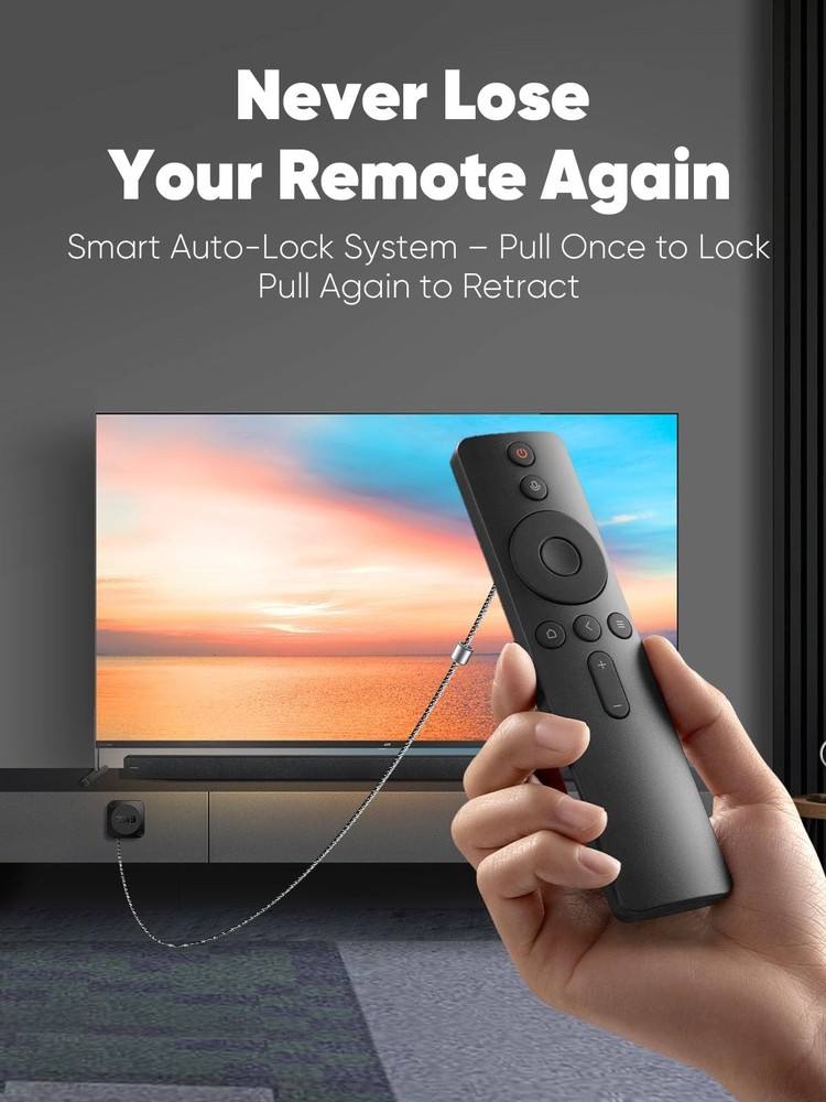 EKZ 7.5 ft Retractable Remote Control Cable Tether Lock with 2 Pcs, Black