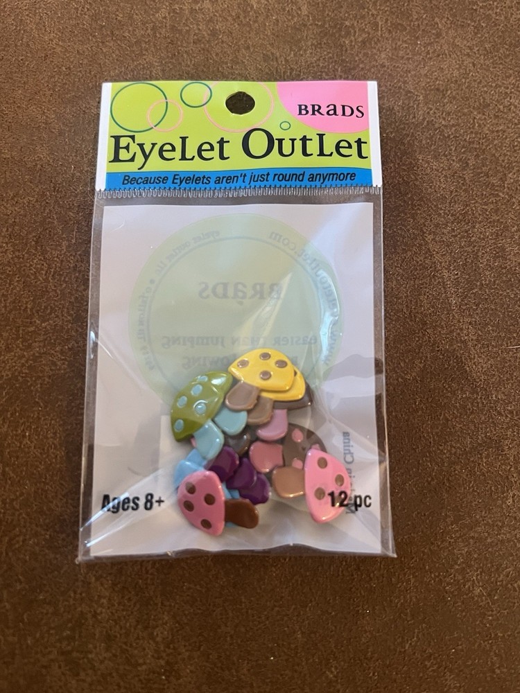 Eyelet Outlet Shape Brads 12/Pkg Mushrooms Brads
