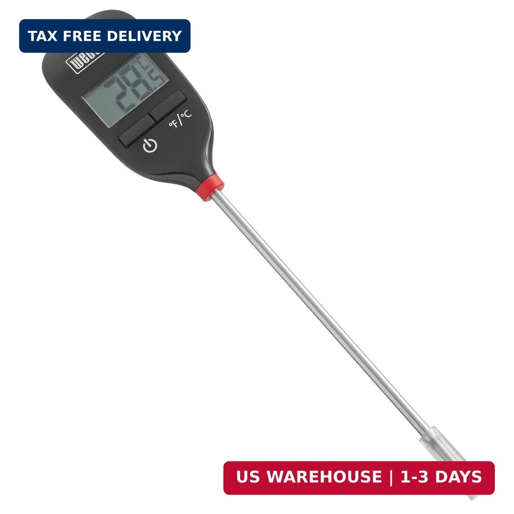 Weber Instant‑Read Thermometer Probe, Black/Silver - Fast Digital Grill & Kitche