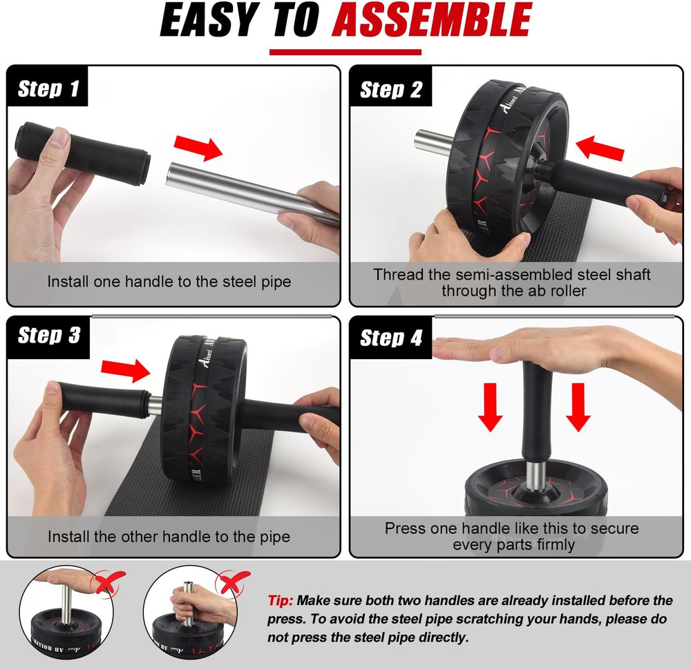 Ab Roller Wheel, Abs Workout Equipment for Abdominal & Core Strength Training, H