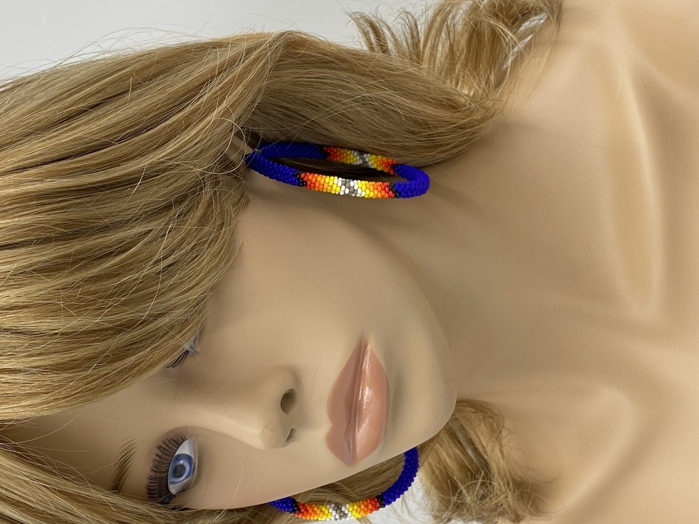 Handmade beaded Deep Blue Lever back Hoops