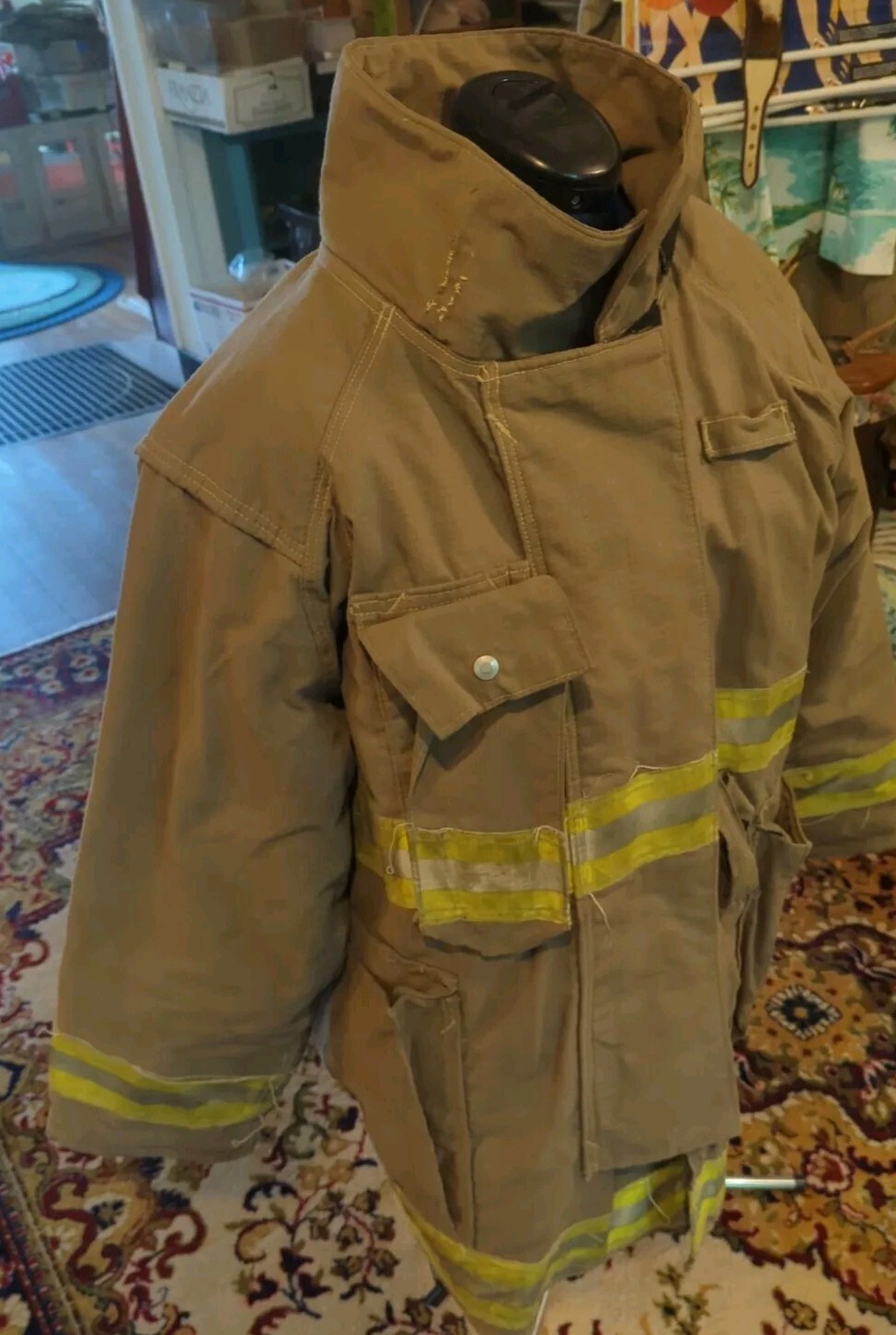 Vintage Retired Firefighter Turnout JACKET FIRE COAT USED 48 X 32