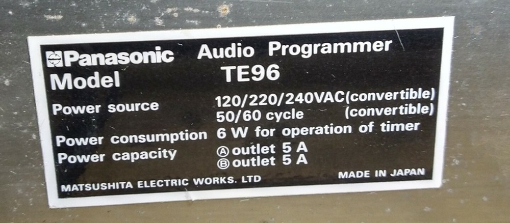 Panasonic TE96 Quartz Audio Programmer TESTED WORKS