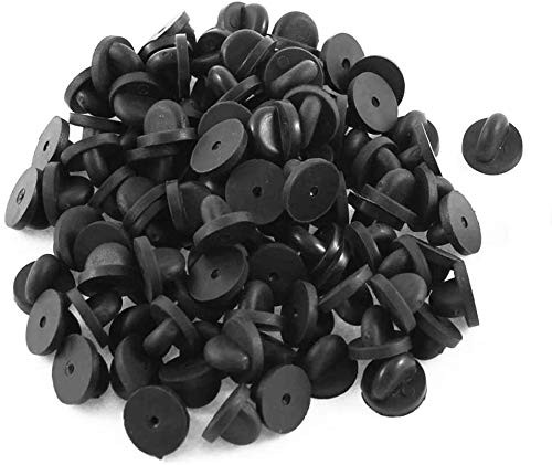 Rubber Pin Backs, 50PCS Lapel Safety Backs for Brooch Black