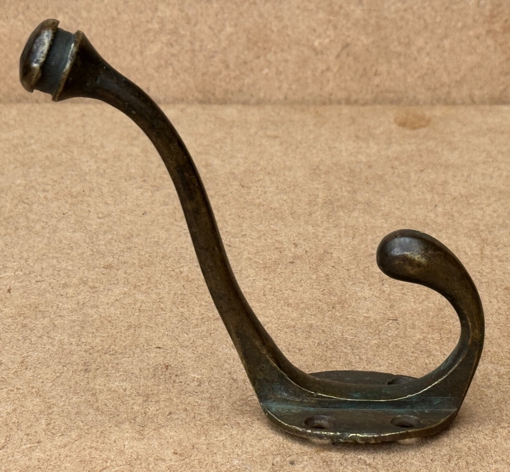ANTIQUE BRASS DOUBLE COAT HOOK RECLAIMED