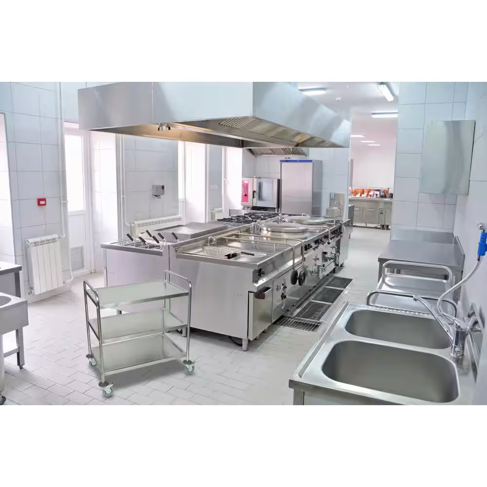 33 In. X 21 In. 3-Shelf Stainless Steel Cart in Silver