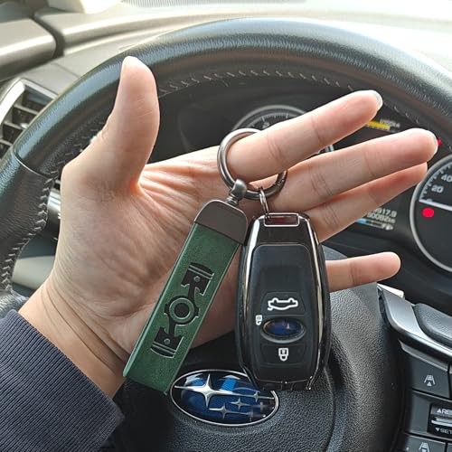 Leather Boxer Engine Keychain Green