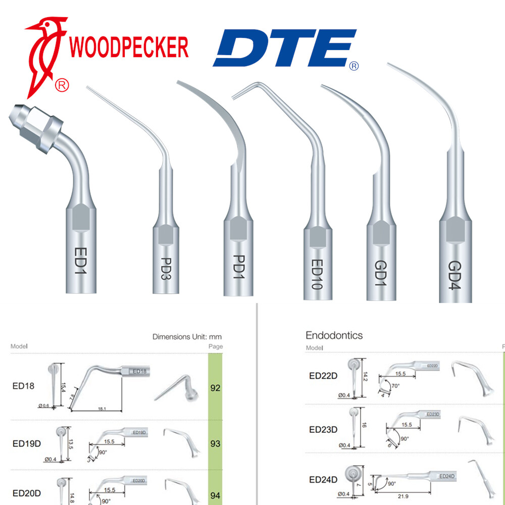 1/5X Woodpecker DTE Dental Ultrasonic Scaler Tips fit NSK Satelec PD1 PD4 GD1
