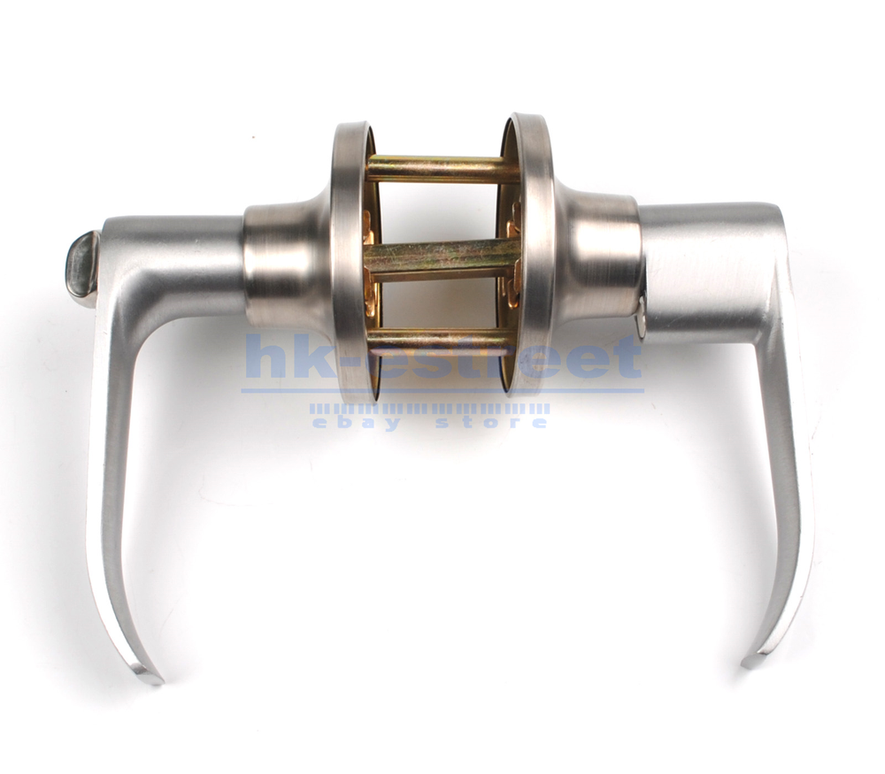 Entry Door Lever Lock Set Privacy Keyed Knobs Lockset Handle+2 Keys Satin Nickel