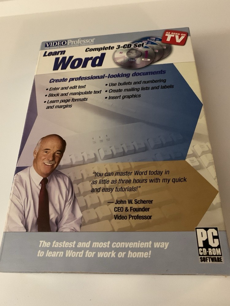 Video Professor Learn Word PC Software