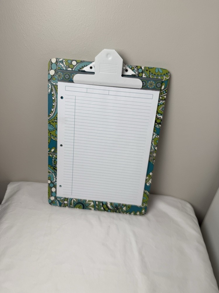 Vera Bradley Peacock Clipboard And Note Pad Set EUC