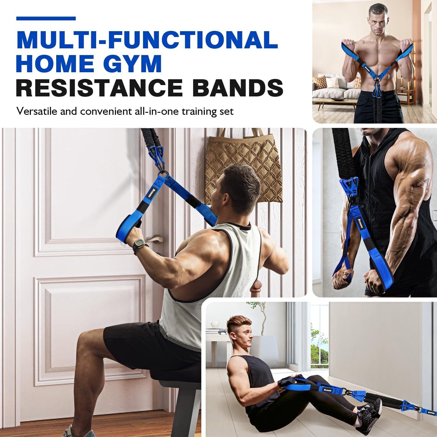 Home Gym Workout Equipment, Heavy Resistance Bands with Handles, Door Anchor,...