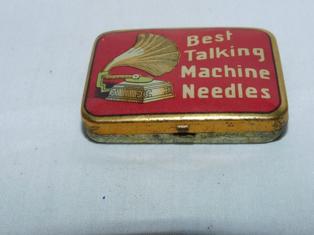 ANTIQUE " BEST TALKING MACHINE NEEDLES " PHONOGRAPH / GRAMOPHONE TIN NEEDLE BOX