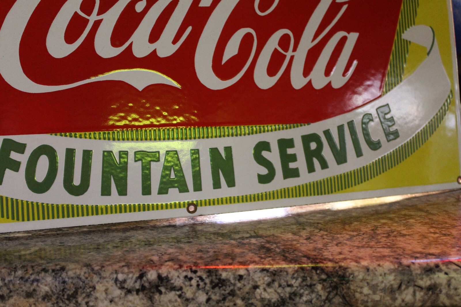 RARE NOS DRINK COCA COLA FOUNTAIN SERVICE PORCELAIN METAL SIGN SODA POP GAS