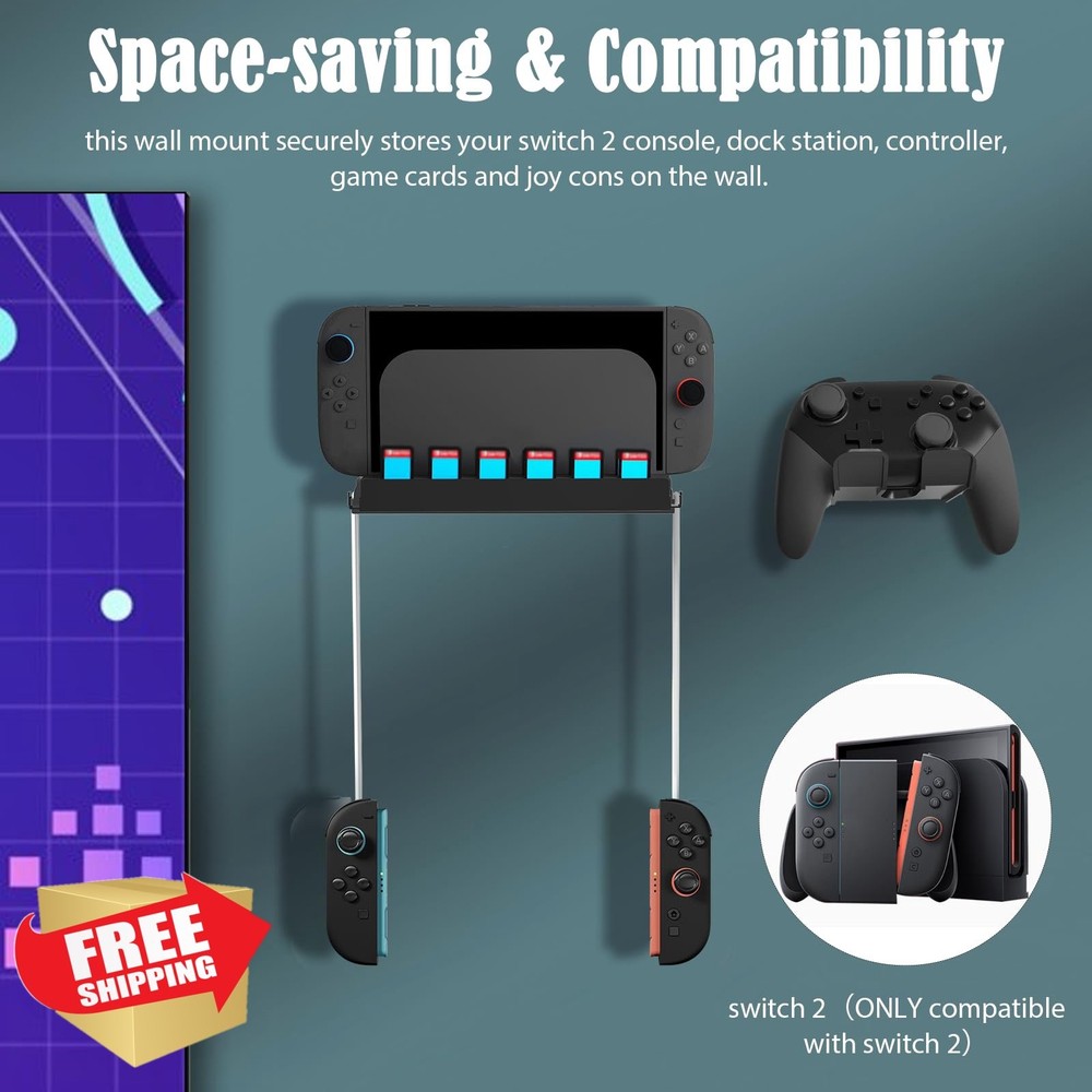 Switch 2 OLED Wall Mount Kit Controller Holder Games