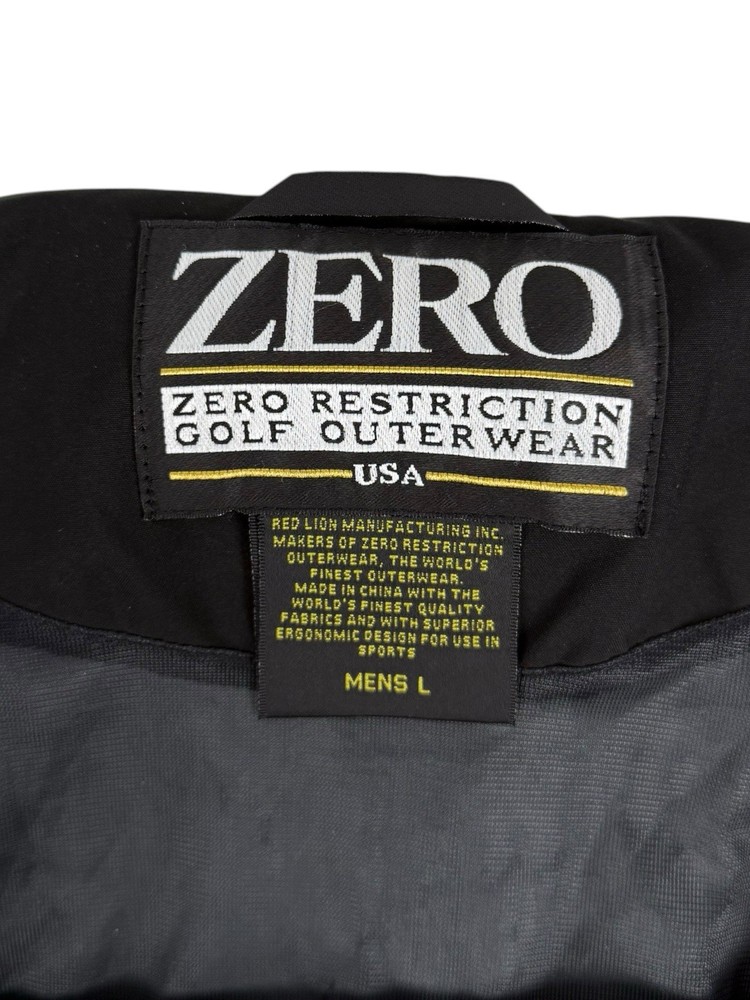 Zero Restriction Mens Large Jacket Pullover Wind Golf Club Logo Embroidered EUC