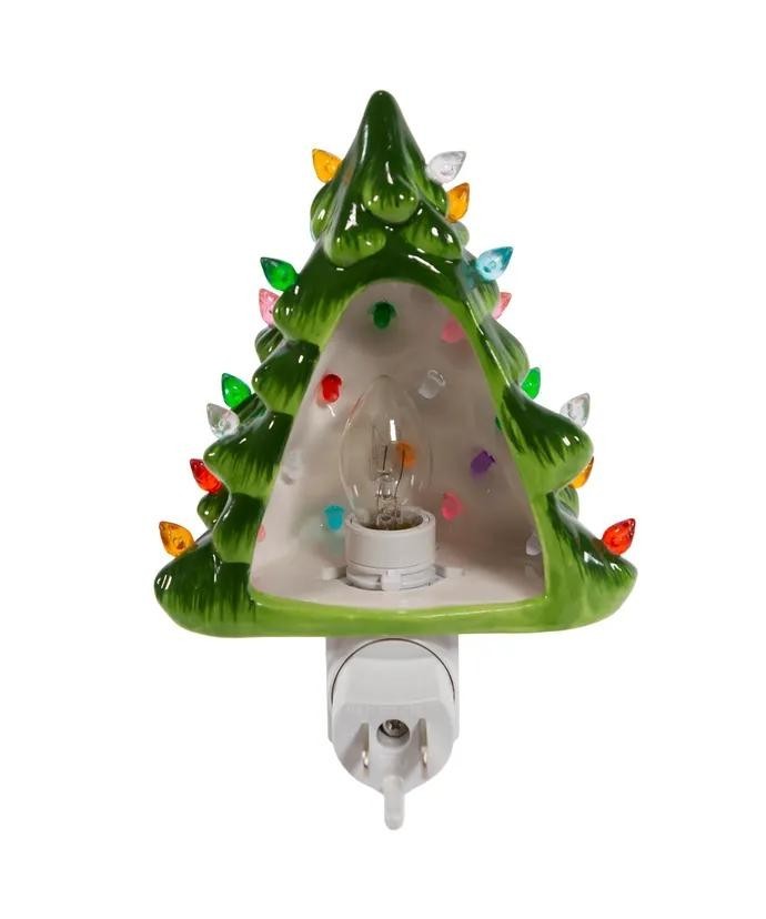 Kurt Adler Ceramic Christmas Tree Night Light 6.5"