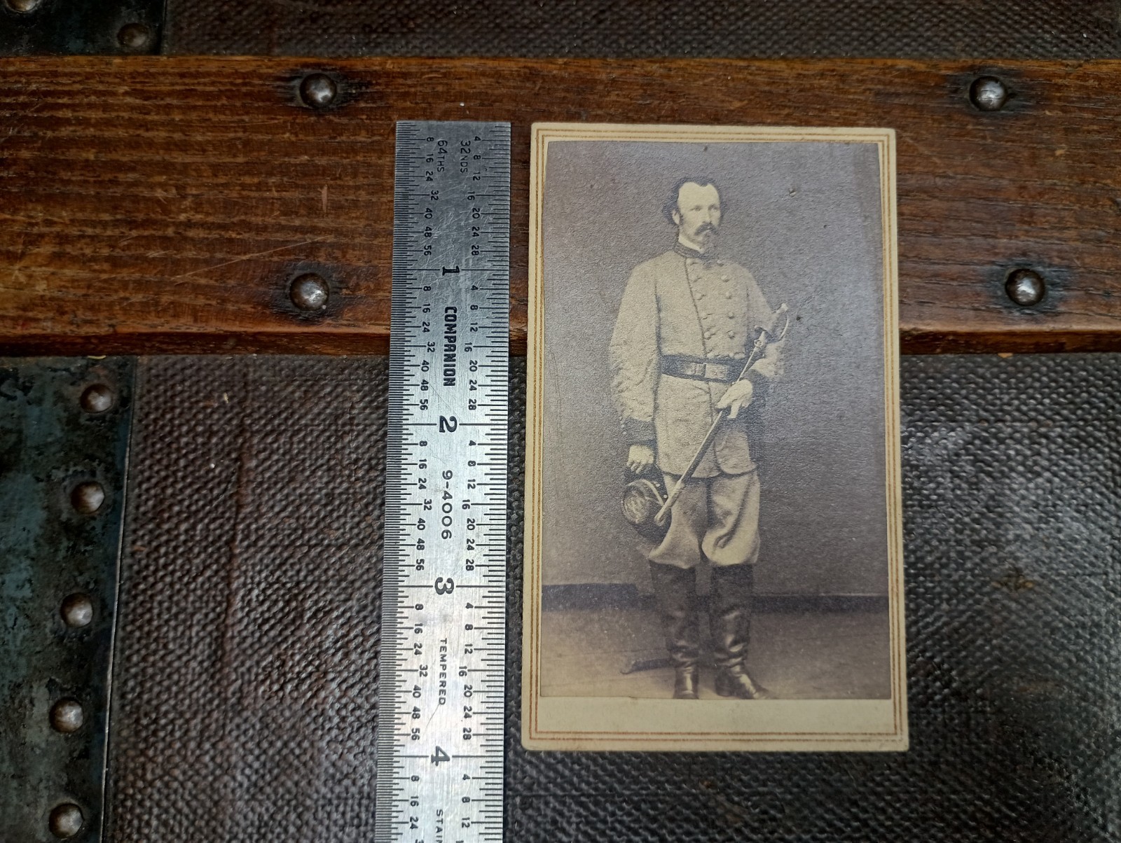 RARE CDV CONFEDERATE Captain W/ Sword South Carolina Photographer Cooley/Becket