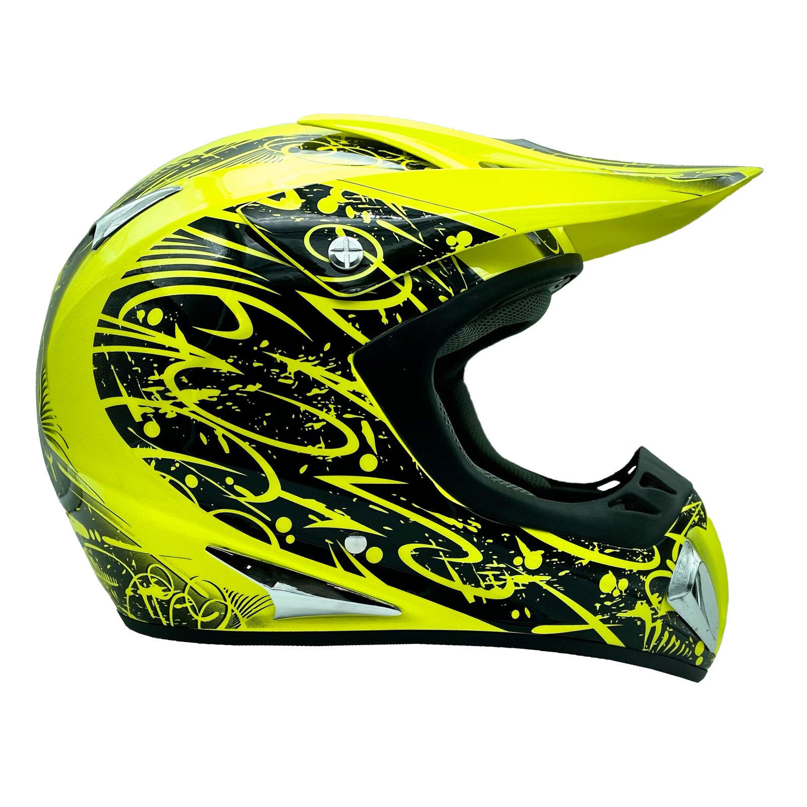 Yellow Hi-Viz Helmet Adult Dirt Bike ATV UTV Off Road ORV Motocross DOT MX