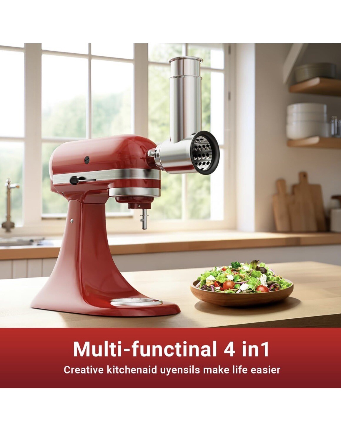 Stainless Steel Slicer Shredder Attachment for KitchenAid Stand Mixer