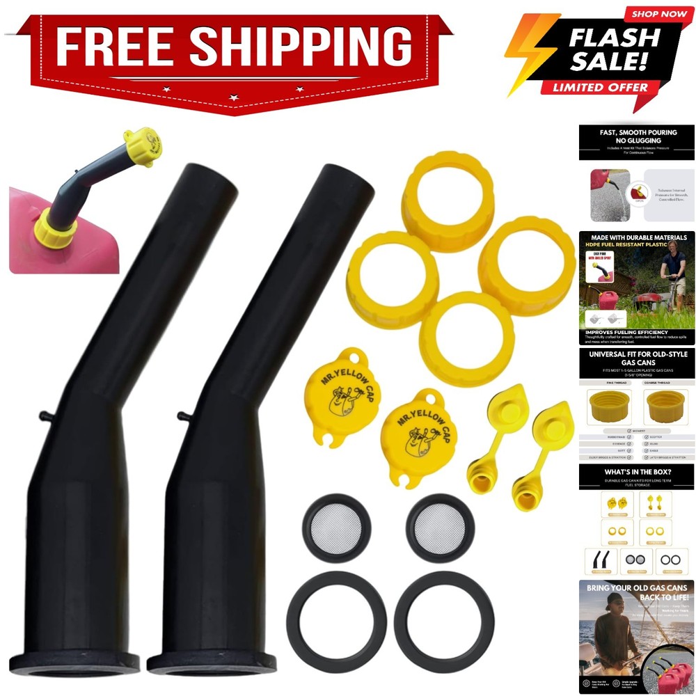 Mr Yellow Cap Gas Can Spout Replacement Kit - 2pack Universal Leakproof Angle...
