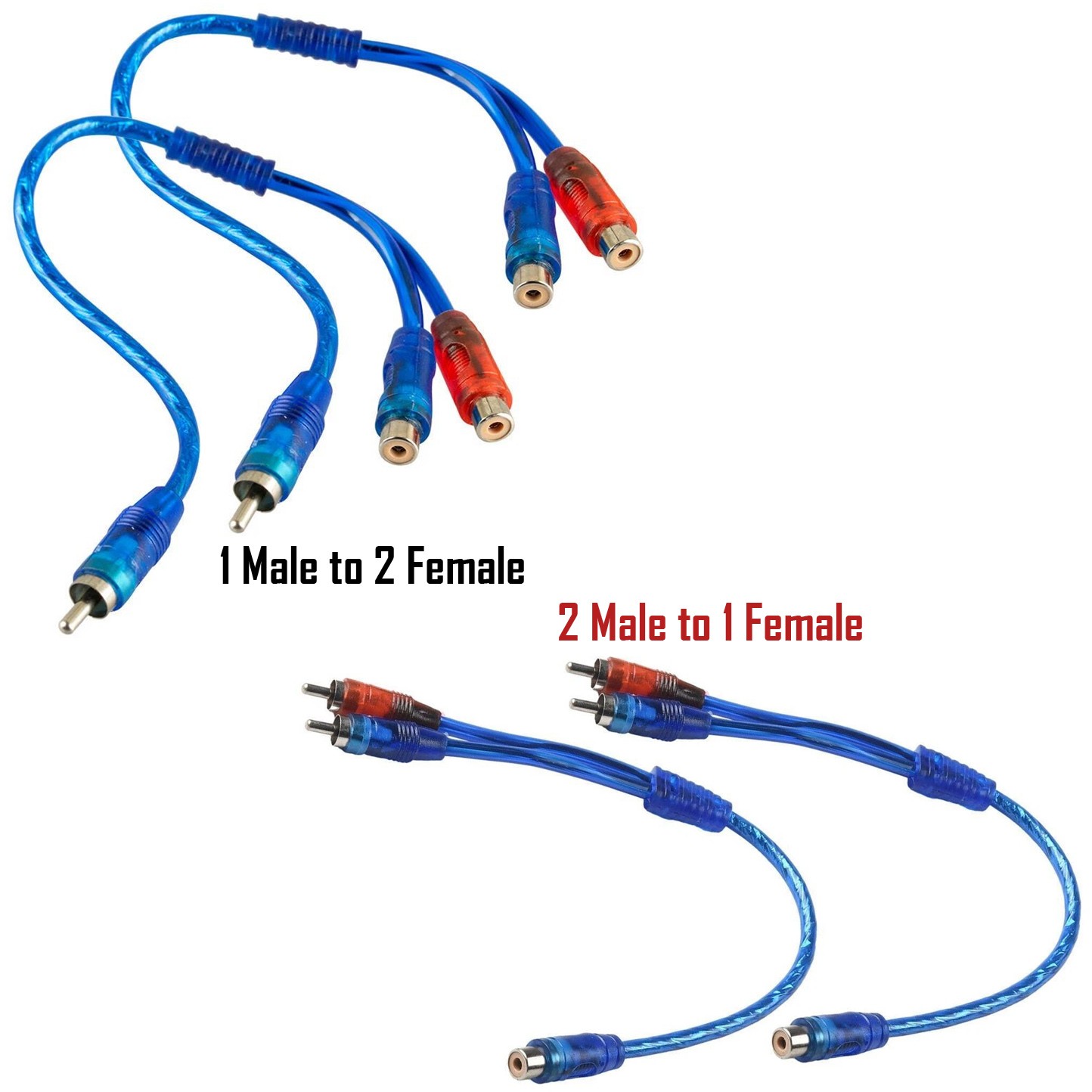 4x RCA Y Splitter Audio Jack Cable Adapter 1 Female to 2 Male - 1Male to 2Female