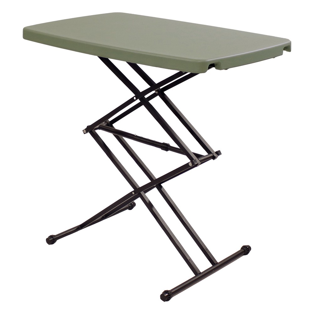 Rectangular Plastic Top Adjustable Leg Patio Table - Gray by Sunnydaze