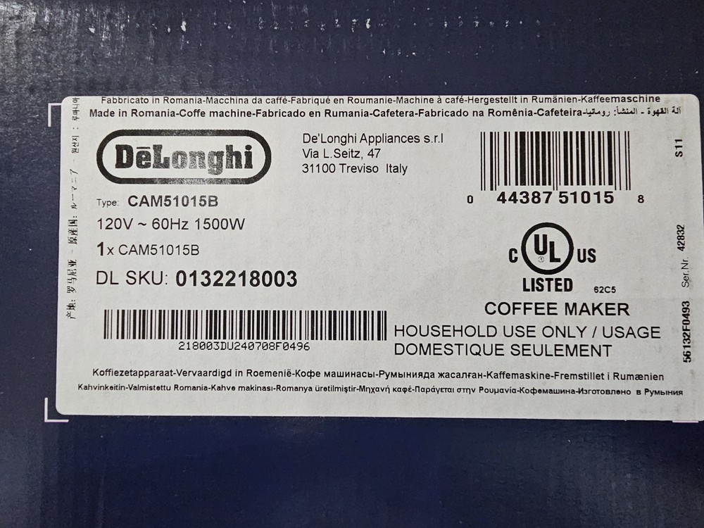 De'Longhi TrueBrew Automatic Coffee Maker w/ Bean Extract Technology-Black Matte