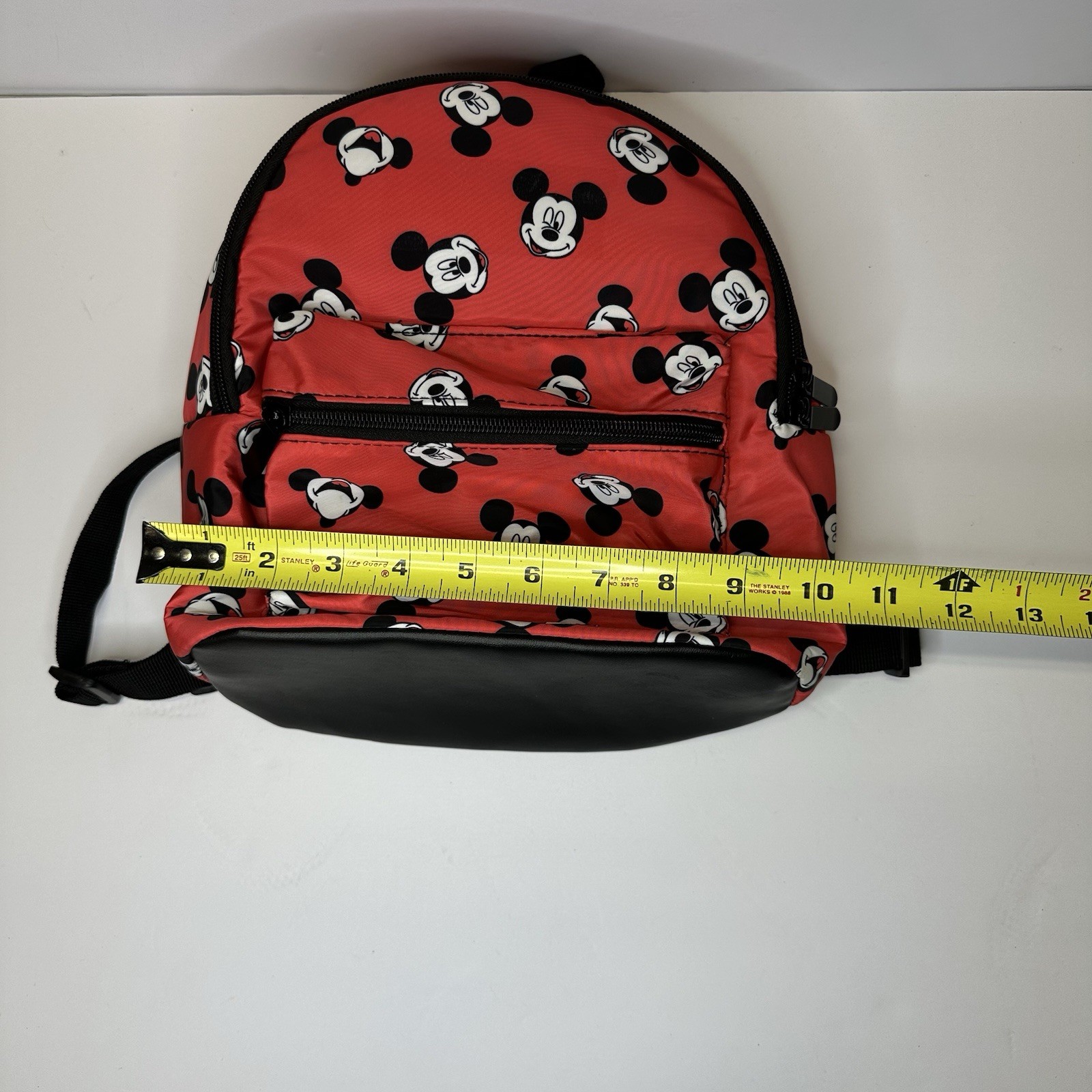 Disney Mickey Mouse All over Print Red+Black Small Backpack Bioworld 11 inch