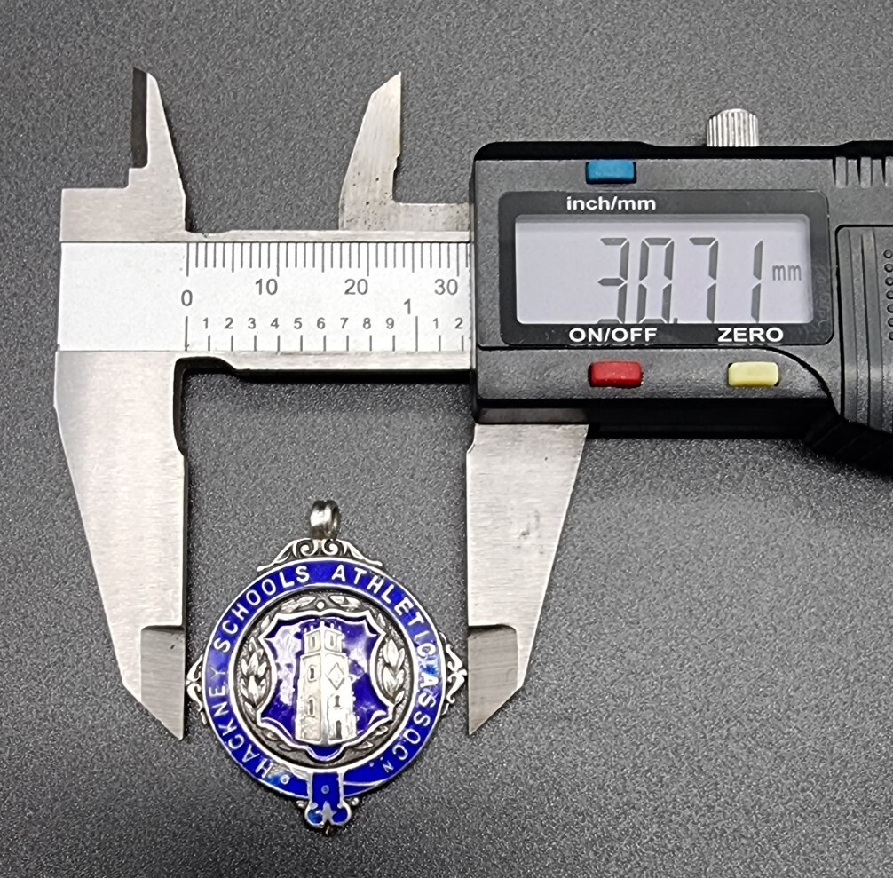 ANTIQUE STERLING SILVER AND ENAMEL FOB FOR POCKET WATCH CHAIN BIRMINGHAM 1924