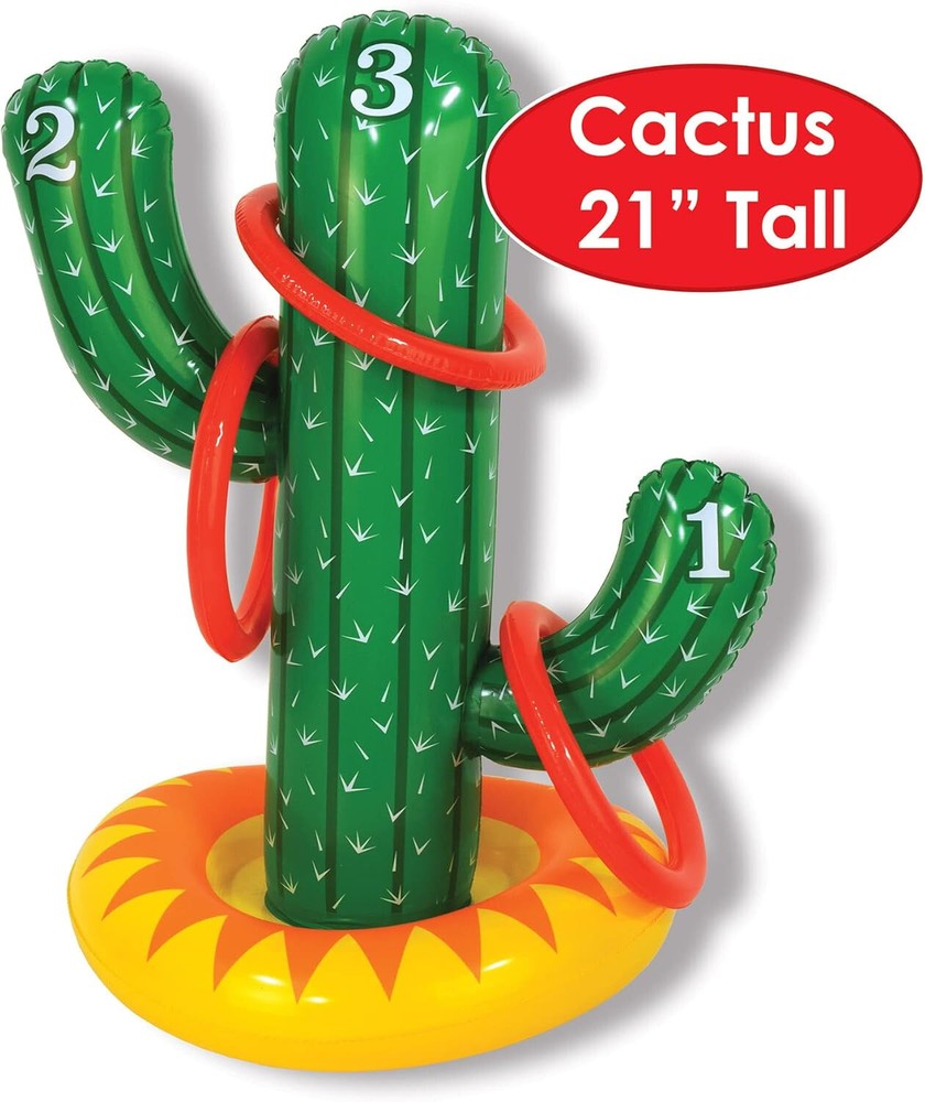 Fiesta Party Plastic Inflatable Cactus Ring Toss Game 7.25"