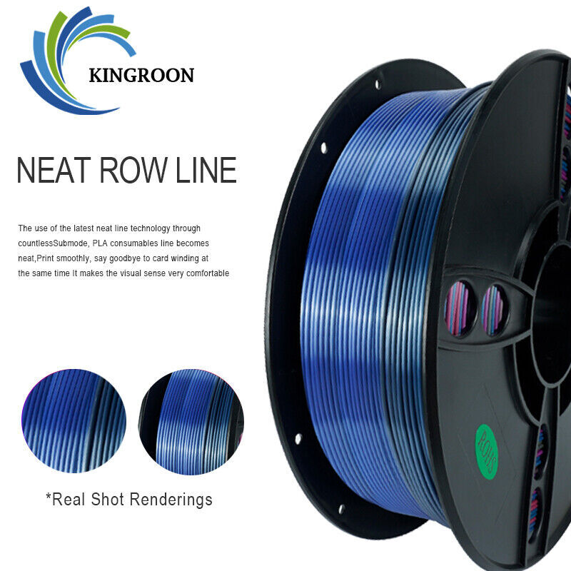 Kingroon 3D Printer PLA Filament 1.75mm Silk Rainbow Candy Gradient Consumables