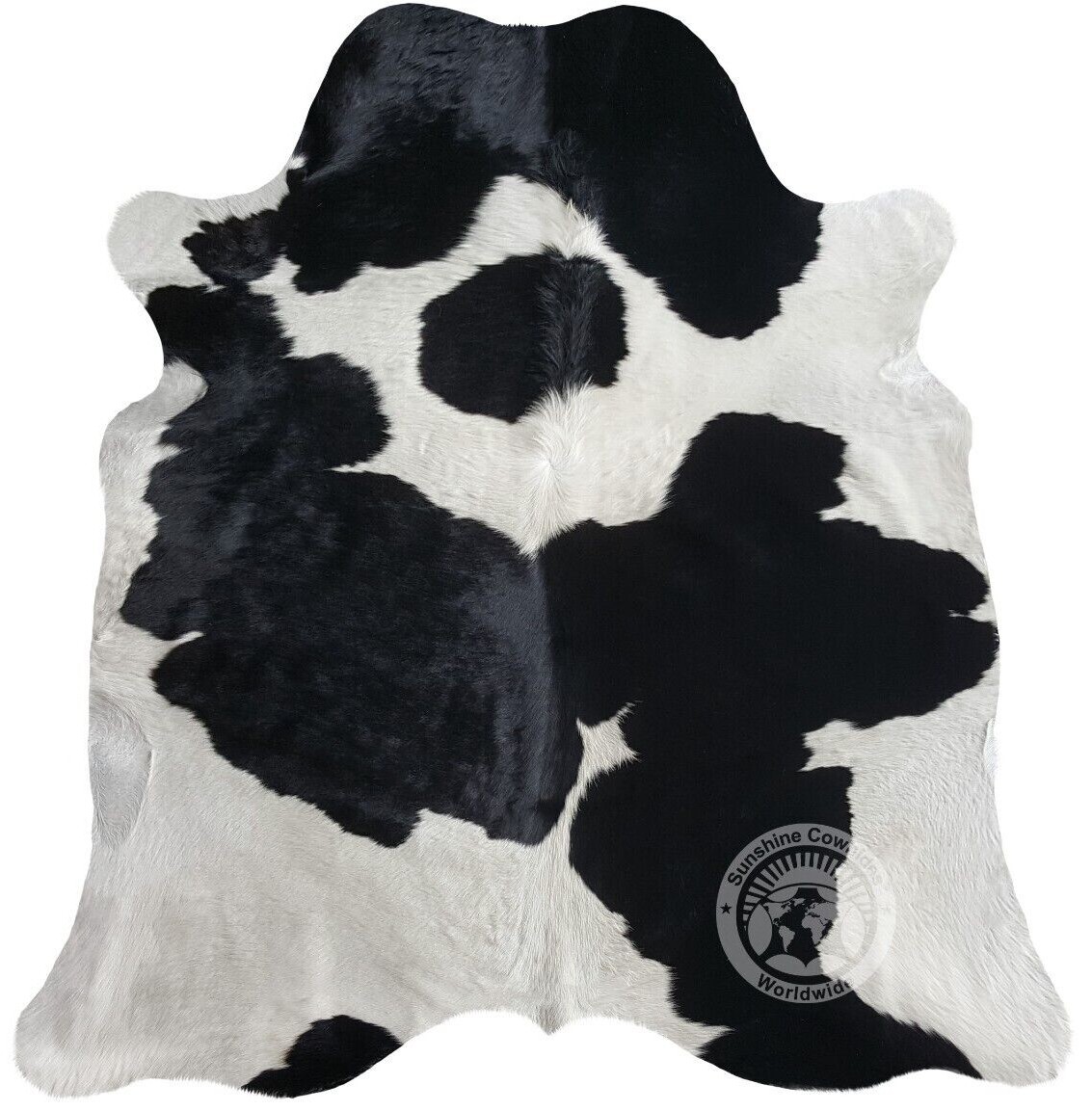 Black and White Genuine Cowhide Rug - Size 6x6-7’ - Top Quality