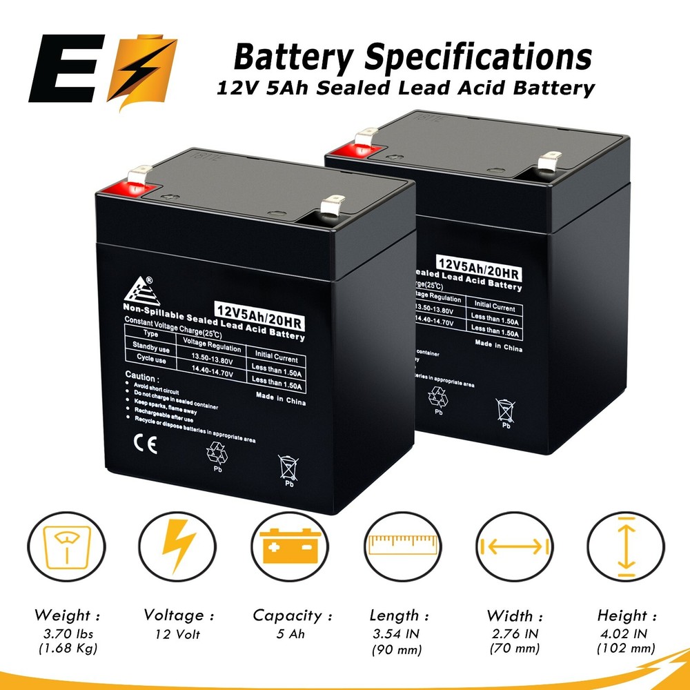 12V 5AH SLA Battery Replacement for Enduring 6-DW-5 - 2 Pack