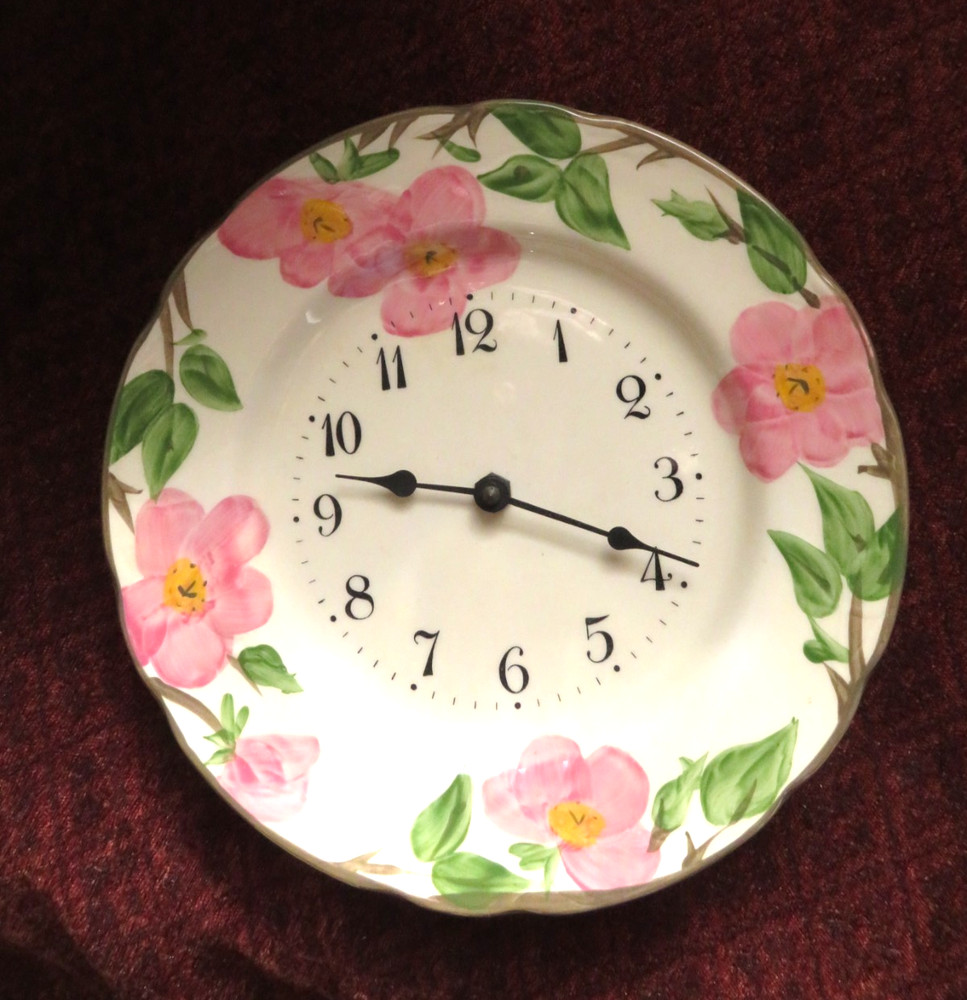 Franciscan Desert Rose Dinnerware Plate Wall Clock (Battery Powered works)