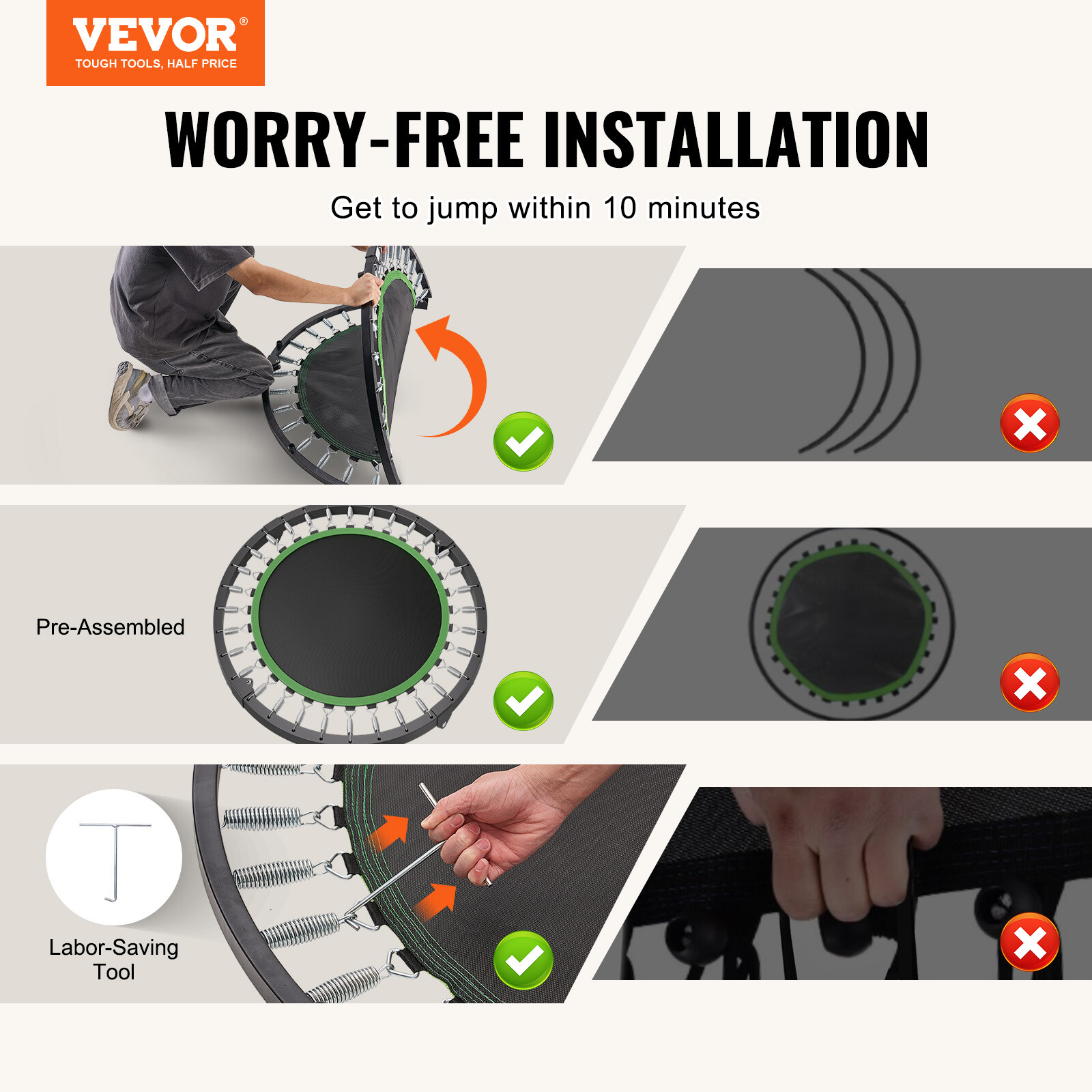 40" Foldable Mini Fitness Trampoline Adults Exercise Rebounder with Handle