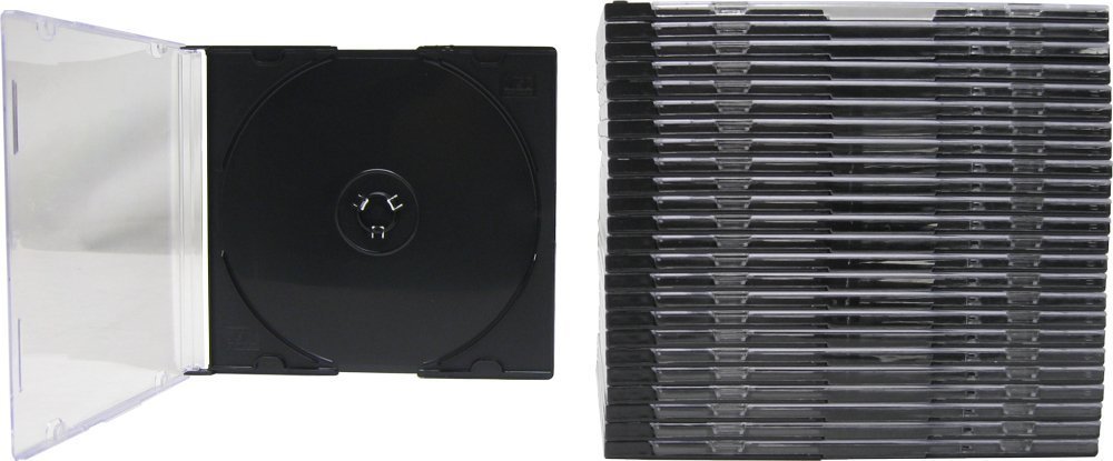 (25) CD Jewel Boxes - Ultra Thin 5.2mm .2" with Built in Black Tray #CDBS52