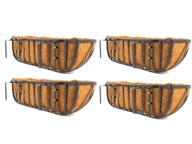 24 Inch Window Box Planters 4 Pack with Coco Liners, Rustproof 24inch/4pack