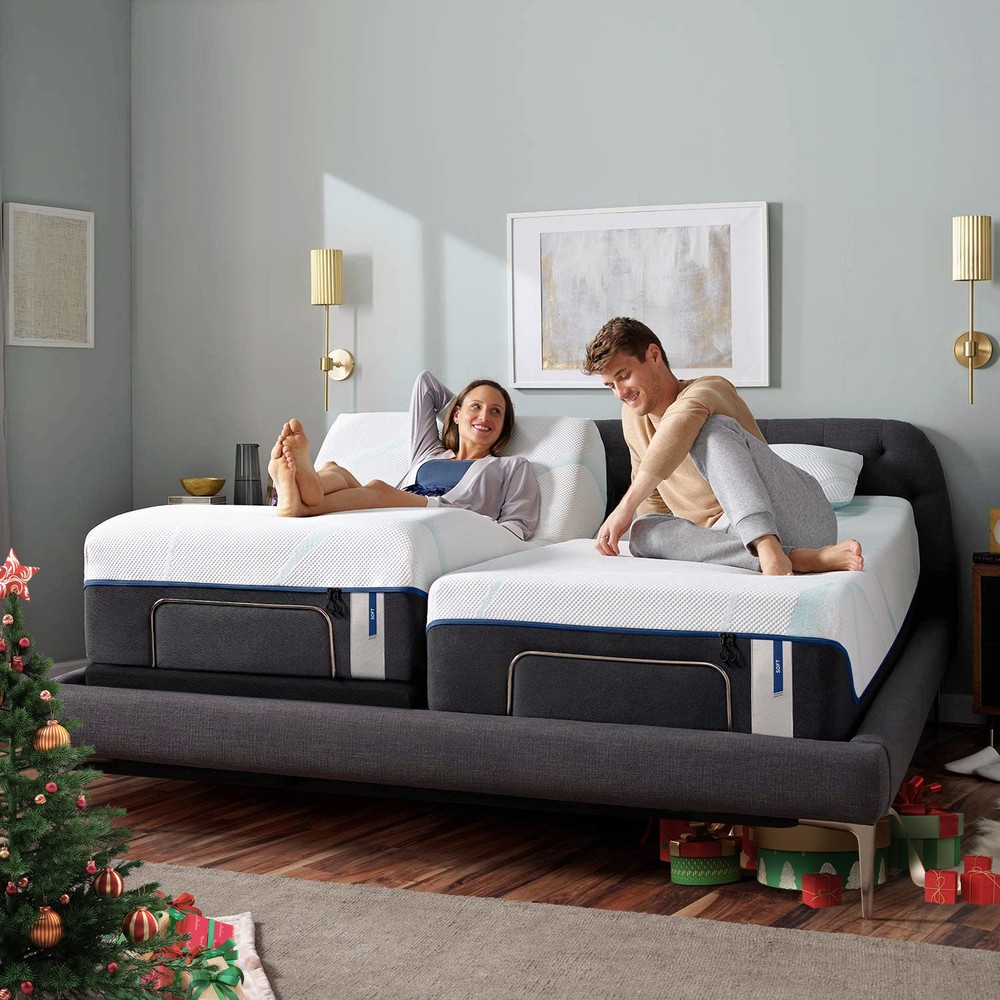 Upgrade Adjustable Bed Frame Base With Massage Backlit Remote Twin XL Split King