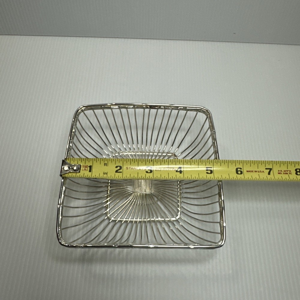 Vtg Small Silver Plated Wire Basket Square 5”x5” EUC