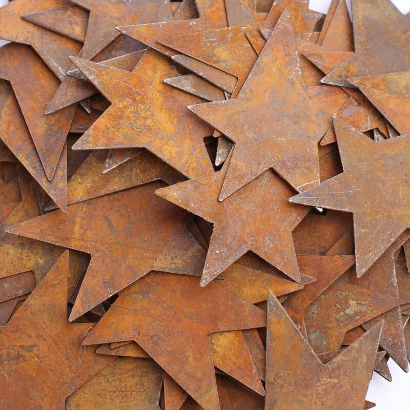 Package of 100 Bulk 2" Rusty Tin Primitive Stars