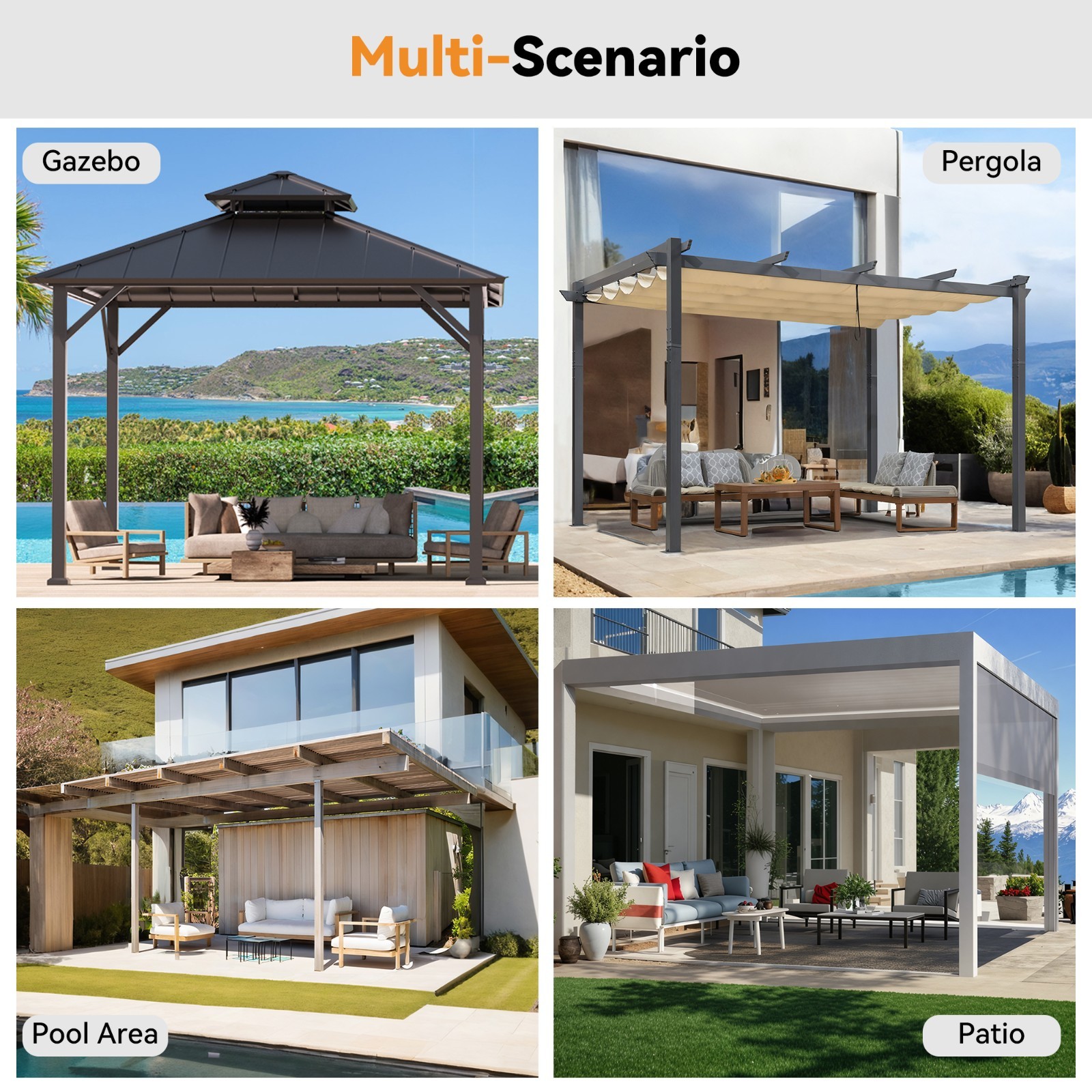 Universal Gazebo Mosquito Netting Replacement Sidewalls for Patio