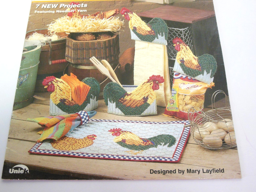 Plastic Canvas Chicken Rooster Hen Kitchen Set PATTERN Quick Count Mary Layfield
