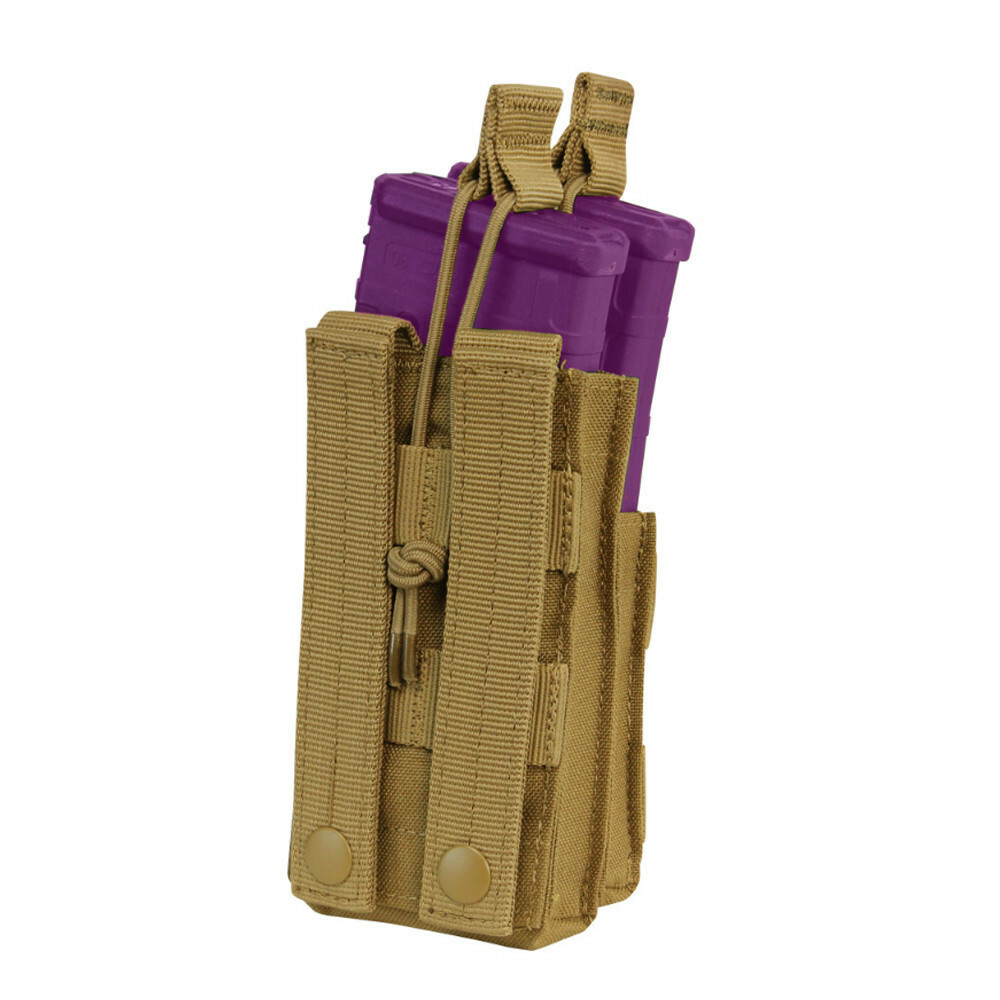 MOLLE PALS Modular Single Stack Bungee Open Top Magazine Mag Pouch - Coyote